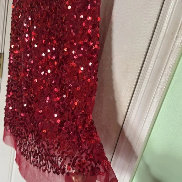 Wet Seal Red Sequined Shiny Sparkly Mesh Racer Back Tank Top Holidays Size XL - Picture 5 of 8